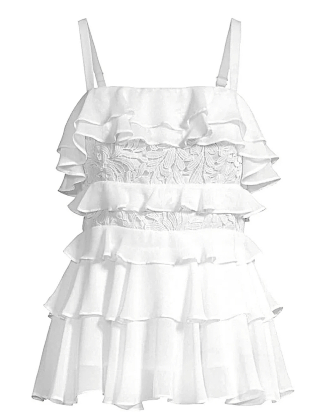 Lilly Pulitzer Olive Top White Ruffle Tiered Lace Cami